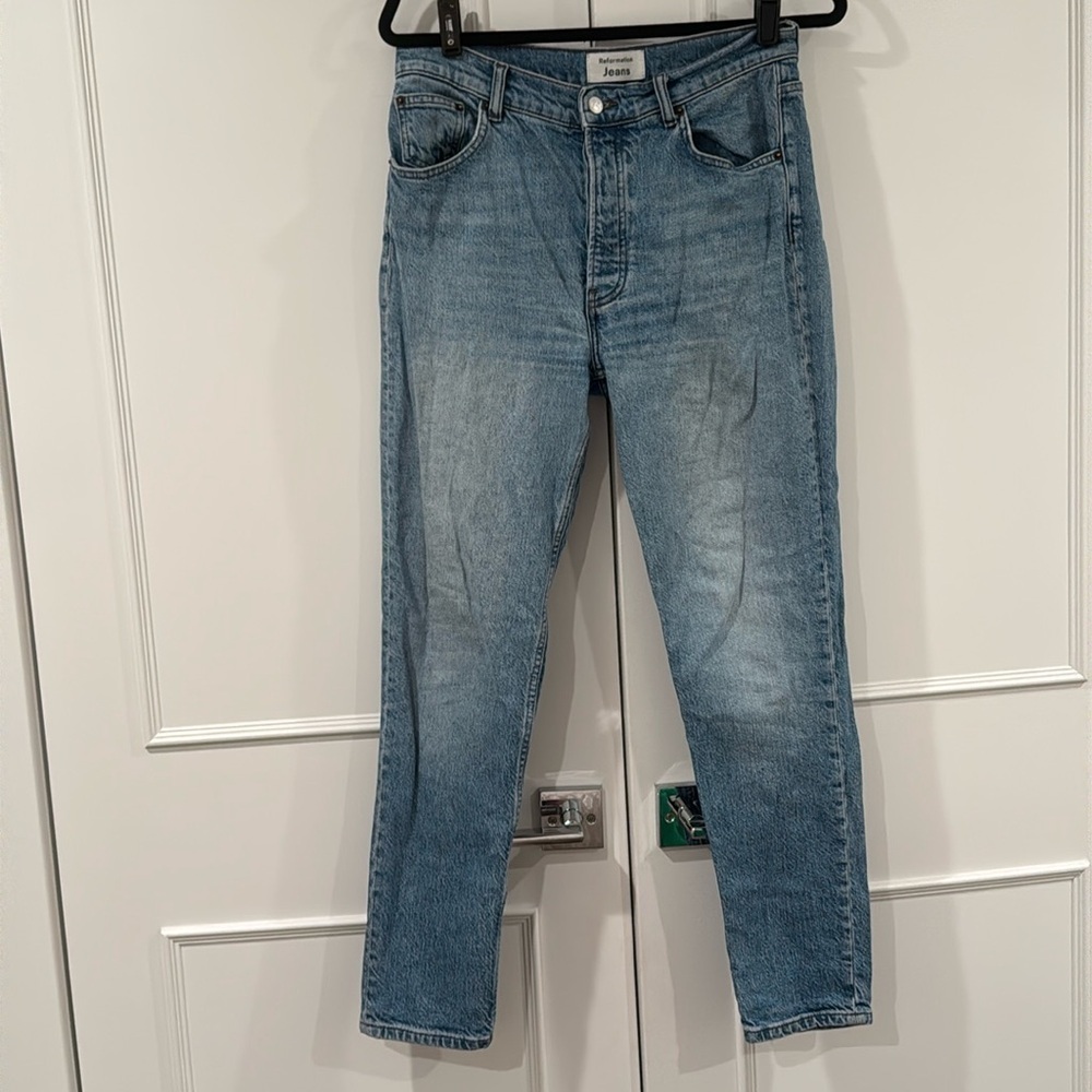 Reformation Organic Cotton High Rise Straight Leg Maya Wash Jeans Size 29